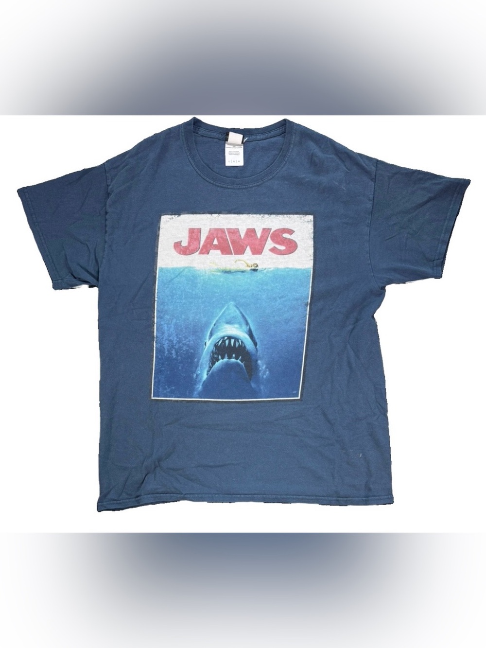 Vintage Y2K Jaws Universal Studios T Shirt Adult Large Blue Shark Movie Promo